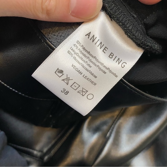 NEW Anine Bing Sonya Pant Black Faux Leather Slim Straight Fit Leg Trouser size - Picture 10 of 16